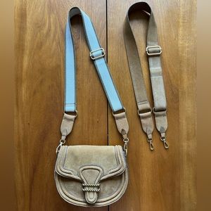 ZARA Camel Suede Crossbody Bag